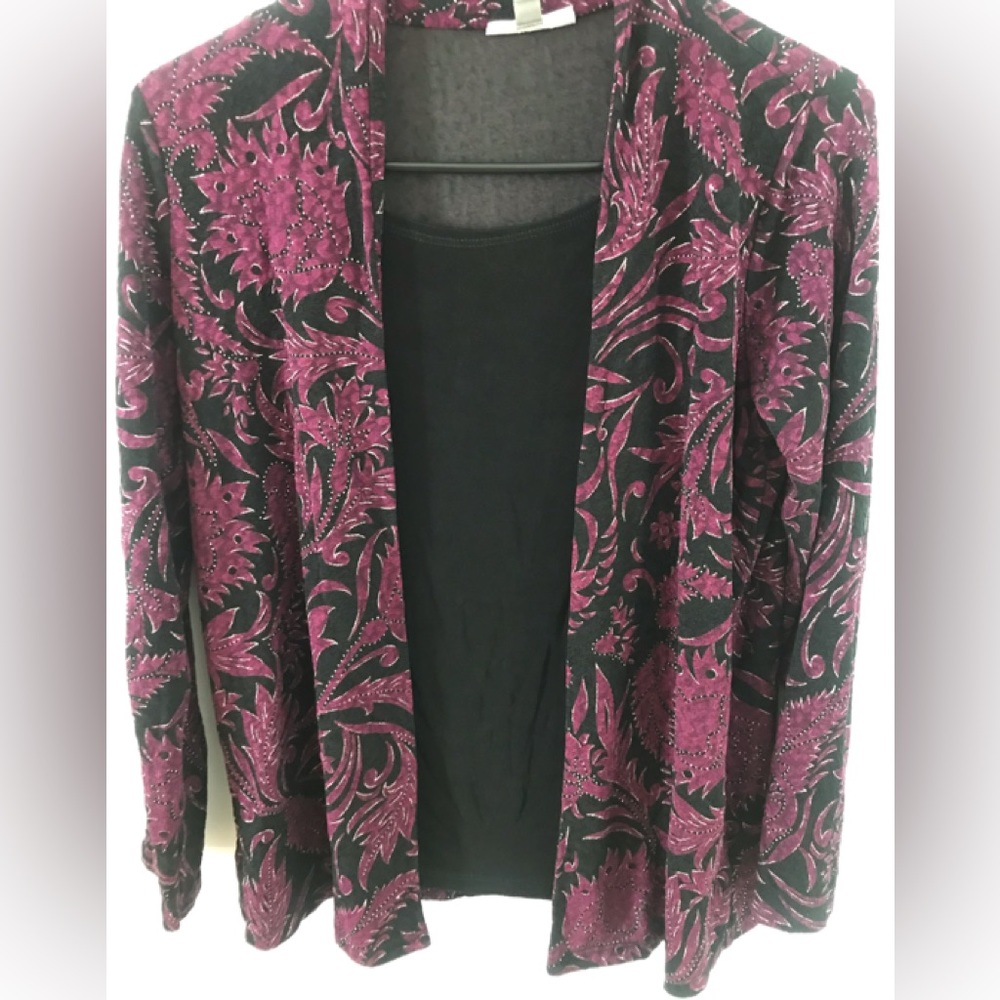 JM Collection! Women’s Floral Sparkle Brocade Layered Look Blouse